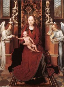 Hans Memling - Virgin and Child Enthroned with Two Angels