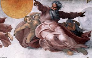 Michelangelo Buonarroti - Creation of the Sun, Moon, and Plants (detail)