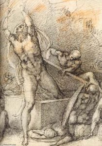 Michelangelo Buonarroti - The Resurrection (recto, detail)