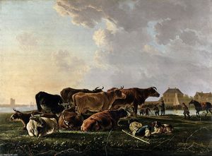 Jacob Van Strij Dordrecht - Landscape with Cattle