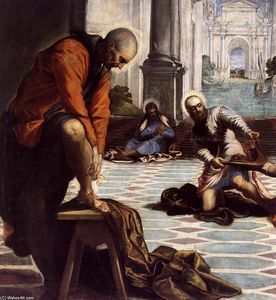 Tintoretto (Jacopo Comin) - Christ Washing the Feet of His Disciples (detail)