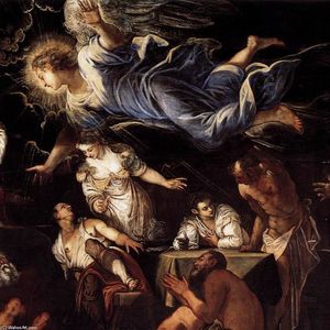 Tintoretto (Jacopo Comin) - St Roch in Prison Visited by an Angel (detail)