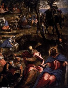 Tintoretto (Jacopo Comin) - The Jews in the Desert (detail)