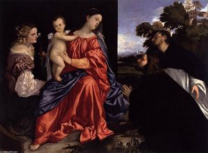 Tiziano Vecellio (Titian) - Madonna and Child with Sts Catherine and Dominic and a Donor
