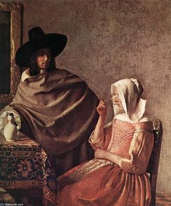 Johannes Vermeer - A Lady Drinking and a Gentleman (detail)