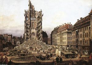 Bernardo Bellotto - The Ruins of the Old Kreuzkirche in Dresden - (own a famous paintings reproduction)