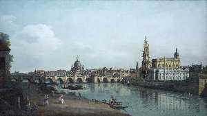 Bernardo Bellotto - View of Dresden from the Right Bank of the Elbe with the Augustus Bridge