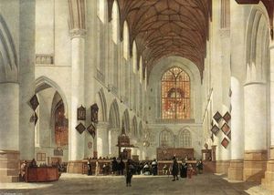 Job Adriaensz Berckheyde - Interior of the St Bavo Church at Haarlem
