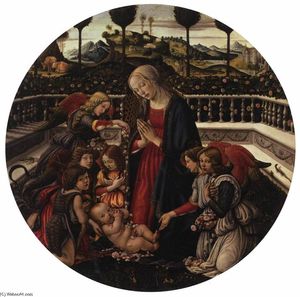 Francesco Di Giovanni Botticini - Madonna with Child, St John the Baptist, and Angels