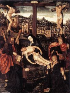 Jacob Cornelisz Van Oostsanen - Crucifixion with Donors and Saints
