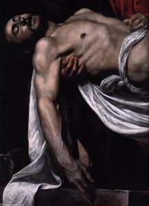 Caravaggio (Michelangelo Merisi) - The Entombment (detail)