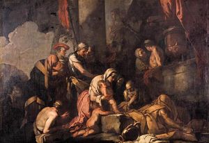 Giulio Carpioni - Liriope Bringing Narcissus before Tiresias