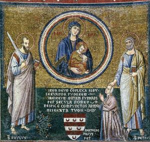 Pietro Cavallini - Apse: St Peter Recommending Bertoldo Stefanschi to the Virgin