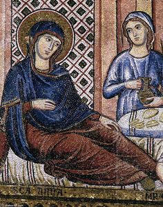 Pietro Cavallini - Nativity of the Virgin (detail)