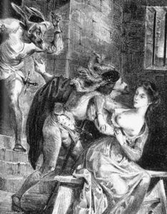 Eugène Delacroix - Faust with Margarete in Prison (detail)