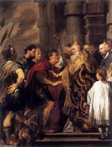 Anthony Van Dyck - Emperor Theodosius Forbidden by St Ambrose To Enter Milan Cathedral