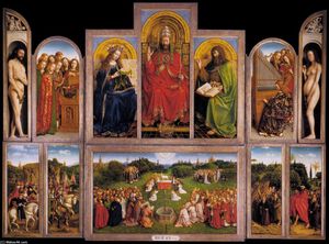  Oil Painting Replica The Ghent Altarpiece (wings open), 1432 by Jan Van Eyck (1390-1441, Netherlands) | WahooArt.com