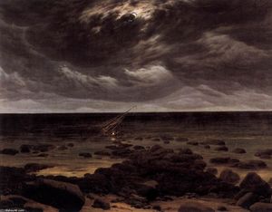 Caspar David Friedrich - Seashore with Shipwreck by Moonlight