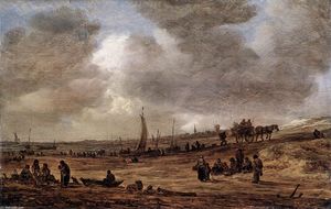 Jan Van Goyen - A Beach with Fishing Boats