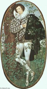 Nicholas Hilliard - A Youth Leaning Against a Tree Among Roses