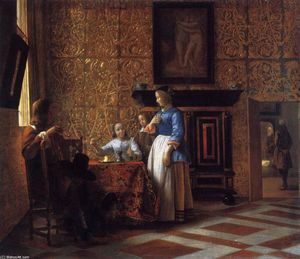 Pieter De Hooch - Interior with Figures