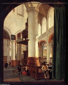 Gerard Houckgeest - Interior of the Oude Kerk, Delft, with the Pulpit of 1548