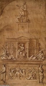 Giovan Francesco Penni - Design for the funerary monument of Francesco Gonzaga