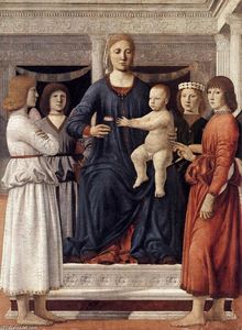 Piero Della Francesca - Madonna and Child Attended by Angels