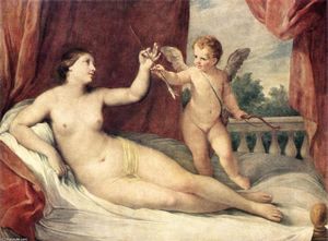 Reni Guido (Le Guide) - Reclining Venus with Cupid