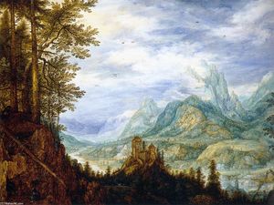 Roelandt Savery - Mountainous Landscape with a Castle