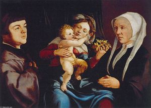 Jan Van Scorel - Madonna of the Daffodils with the Child and Donors