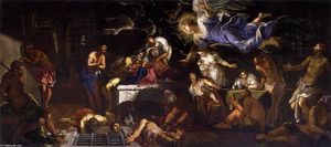 Tintoretto (Jacopo Comin) - St Roch in Prison Visited by an Angel