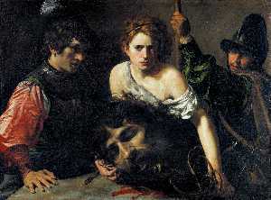 Valentin De Boulogne - David with the Head of Goliath and Two Soldiers