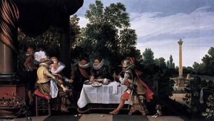 Esaias Van De Velde - Merry Company Banqueting on a Terrace