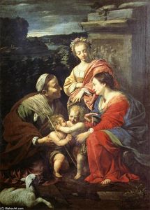Simon Vouet - The Holy Family with Sts Elizabeth, John the Baptist and Catherine
