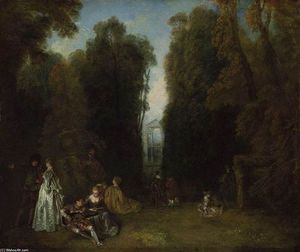 Jean Antoine Watteau - La Perspective (View through the Trees in the Park of Pierre Crozat)