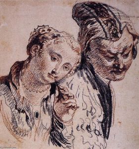 Jean Antoine Watteau - Sketch with Two Figures