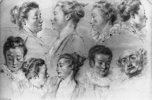 Jean Antoine Watteau - Studies of Women-s Heads