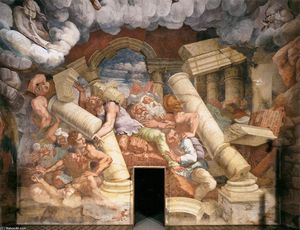 Giulio Romano - View of the Sala dei Giganti (north wall)