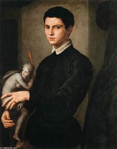 Agnolo Bronzino - Portrait of a Man Holding a Statuette
