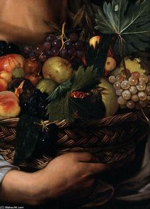 Caravaggio (Michelangelo Merisi) - Boy with a Basket of Fruit (detail)