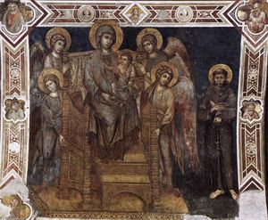 Cimabue - Madonna Enthroned with the Child, St Francis and Four Angels