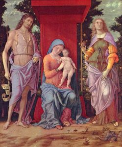 Andrea Mantegna - Madonna mit Hl. Maria Magdalena und Hl. Johannes dem T ufer