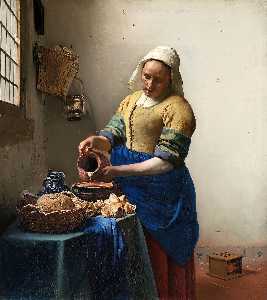 Johannes Vermeer - The Milkmaid - (own a famous paintings reproduction)