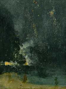 James Abbott Mcneill Whistler - Nocturne in Black and Gold: The Falling Rocket - (buy oil painting reproductions)
