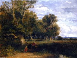 David Cox - Outskirts of a Wood, with Gypsies
