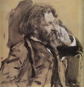 Ilya Yefimovich Repin - Portrait of the Artist Ilya Repin by Valentin Serov.