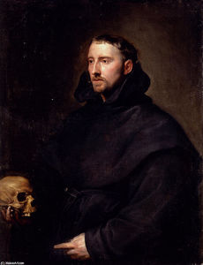 Anthony Van Dyck - Portrait Of A Monk Of The Benedictine Order, Holding A Skull