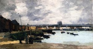  Oil Painting Replica The Quays of Dieppe, after the Rain, 1882 by Albert-Charles Lebourg (Albert-Marie Lebourg) (1849-1928, France) | WahooArt.com