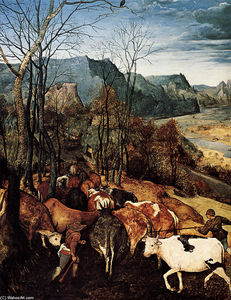 Pieter Bruegel The Elder - The Return of the Herd [detail]